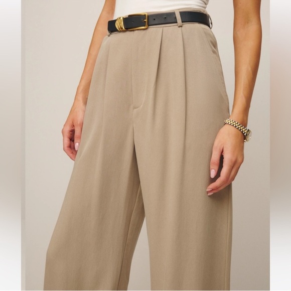 Reformation Mason Pants Twill Pleated Trouser Sz 10 Minimalist Office Capsule - Picture 7 of 14